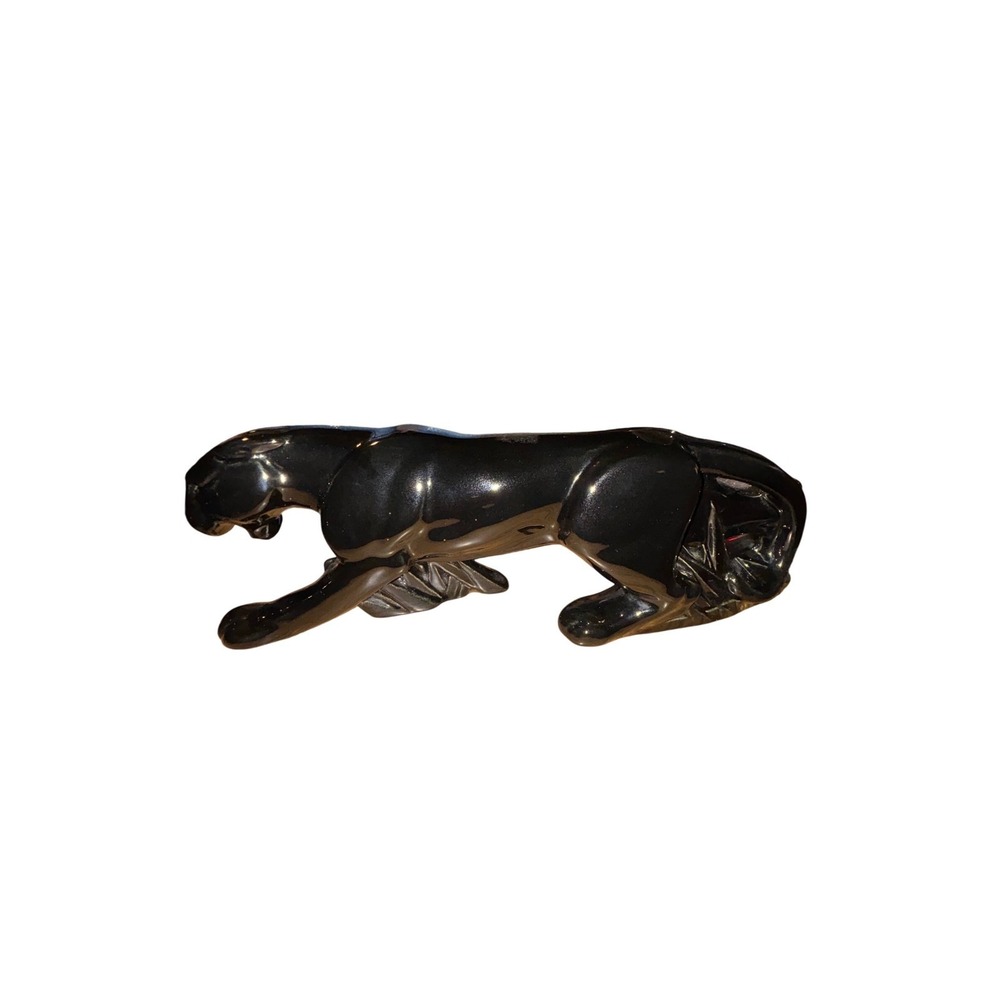 2 Vintage Black Panther Figurine Statue Animal Decor Collectibles 1